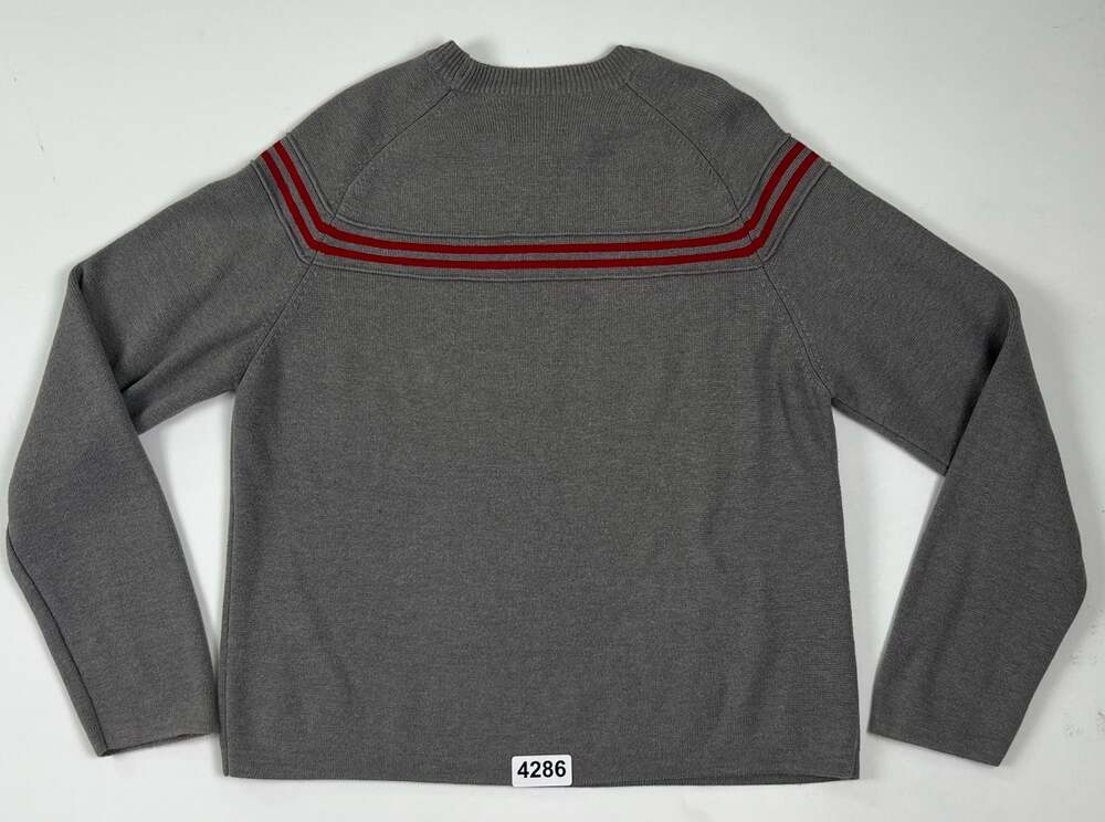 Abercrombie & Fitch A+92 Gray Red Striped Crewneck Sweater Men's Large